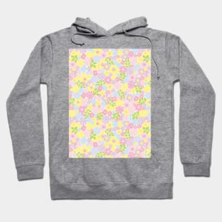 RETRO FLORAL PATTERN 70S GROOVY PASTEL PINK YELLOW GREEN BLUE FLOWER MARKET SCANDINAVIAN MEADOW MIDSOMMAR Hoodie